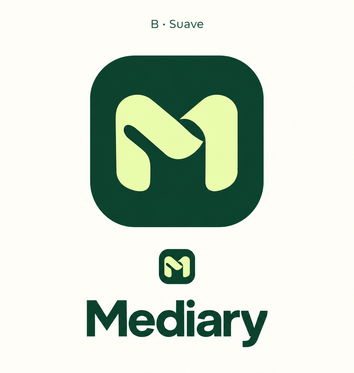 Logo de Mediary: M en lima sobre verde oscuro