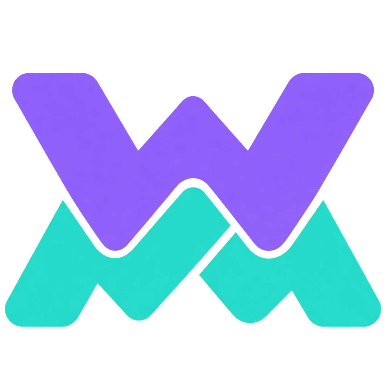 Logo de WatchMatch: W morada y M turquesa entrelazadas